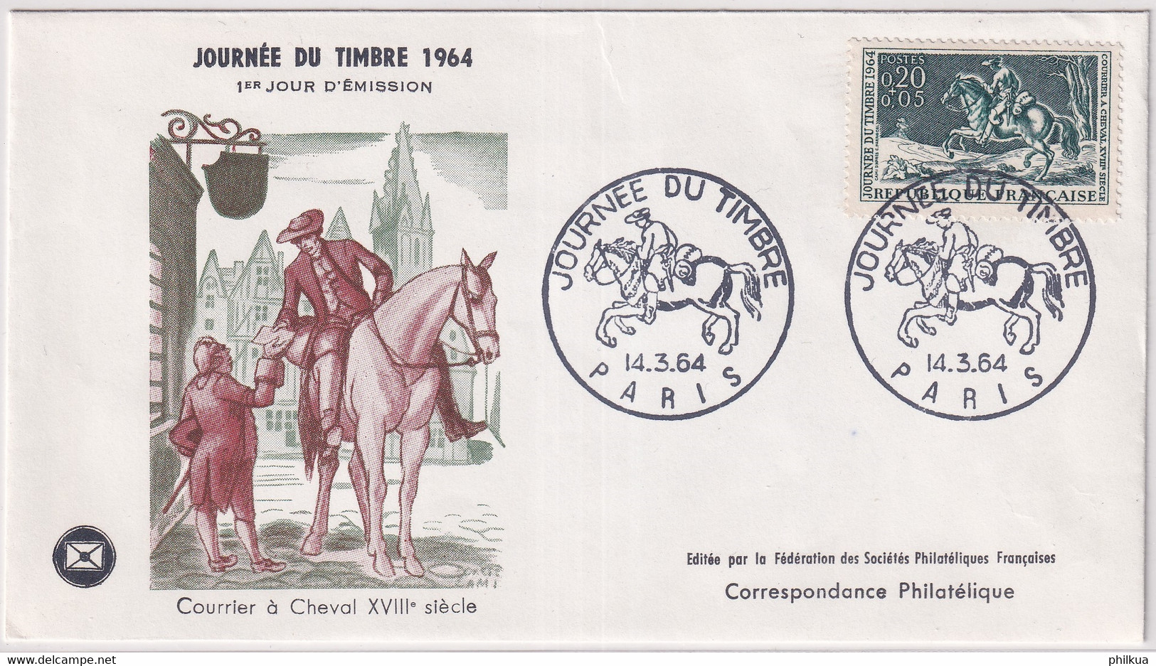 MiNr. 1462 Frankreich1964, 14. März. Tag Der Briefmarke - Journée Du Timbre 1964 - Illustrierter Brief - Giornata Del Francobollo
