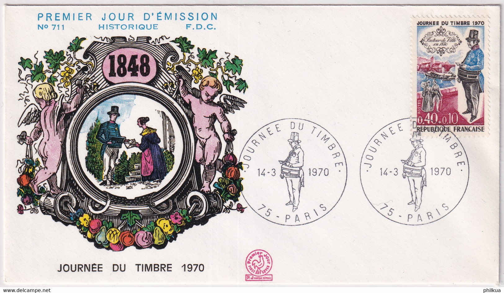MiNr. 1702 Frankreich1970, 14. März. Tag Der Briefmarke - Journée Du Timbre 1970 - Illustrierter Brief - Giornata Del Francobollo