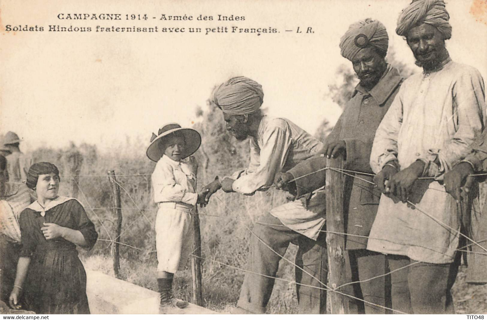 France (13 Marseille Militaire) - Campagne 1914 - Armée Des Indes, Soldats Hindous Fraternissant Avec Un Petit Français - Ohne Zuordnung