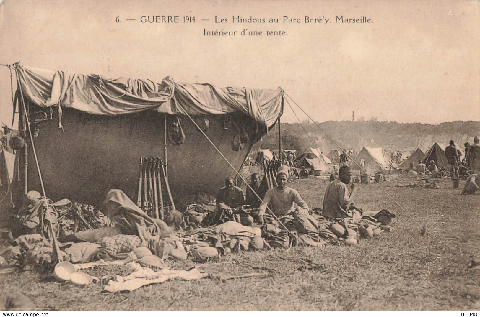 France (13 Marseille Militaire) - Guerre 1914 - Les Hindous Au Parc Borely (Intérieur D'une Tente) - Parcs Et Jardins