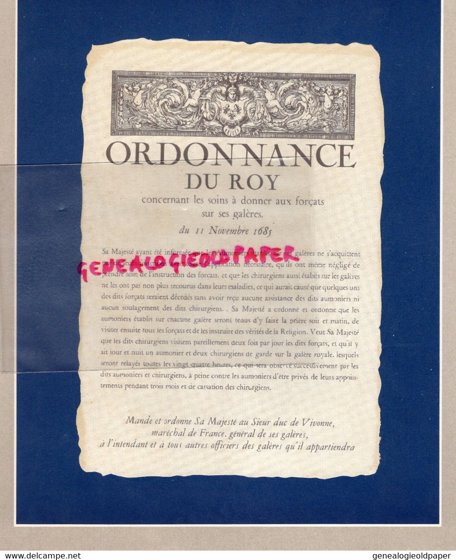 75- PARIS- PUBLICITE LABORATOIRES SANDOZ-6 RUE PENTHIEVRE-OPTALIDON-ORDONNANCE DU ROI AU DUC DE VIVONNE- GENERAL GALERES - Reclame