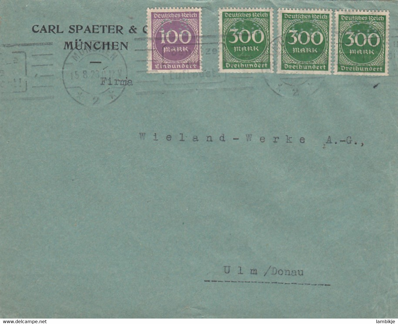 Deutsches Reich Brief 1920-36 Perfin Firmenlochung CS - Altri & Non Classificati