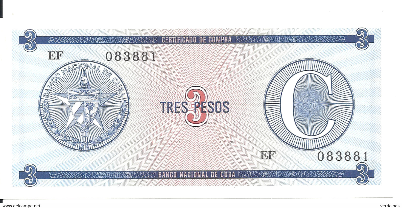 CUBA 3 PESOS ND UNC P FX20 - Kuba