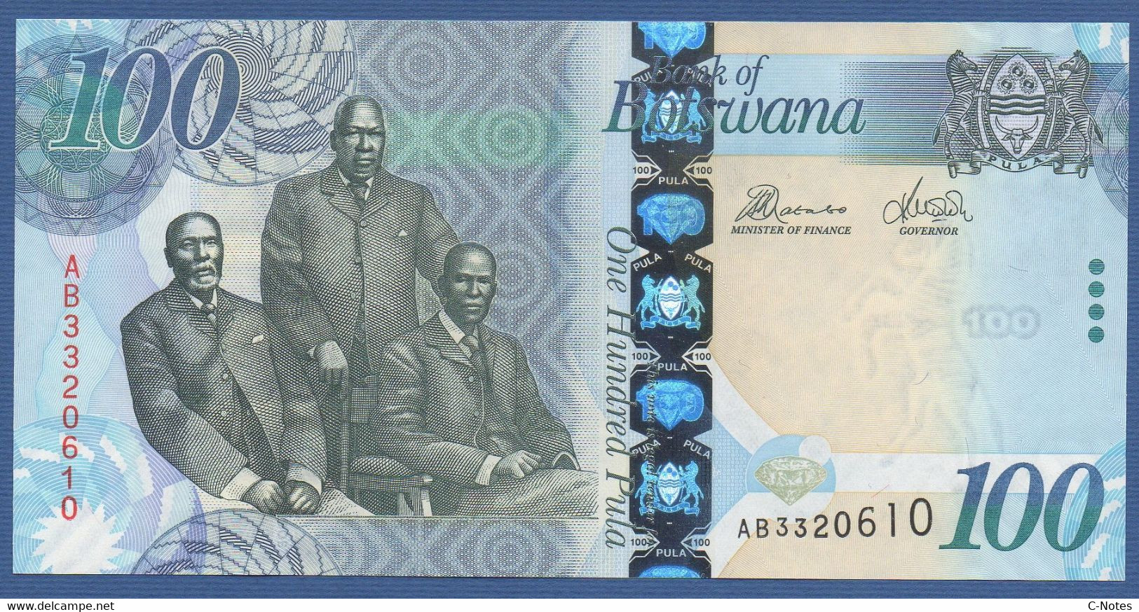 BOTSWANA - P.33b –  100 PULA 2010 UNC Serie AB3320610 - Botswana