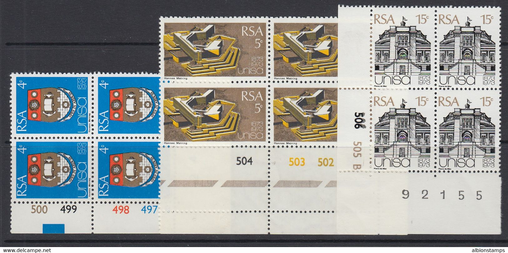 South Africa, Scott 389-391, MNH Blocks Of Four - Ongebruikt