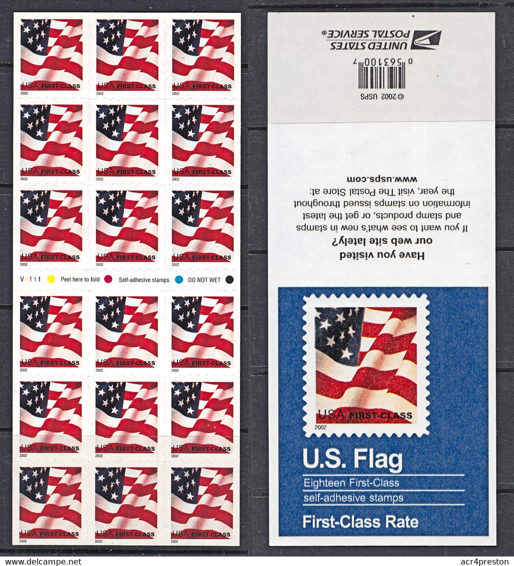 H0060 USA 2002, SG 4115 First Class Self-adhesive, Booklet MNH - 1981-...