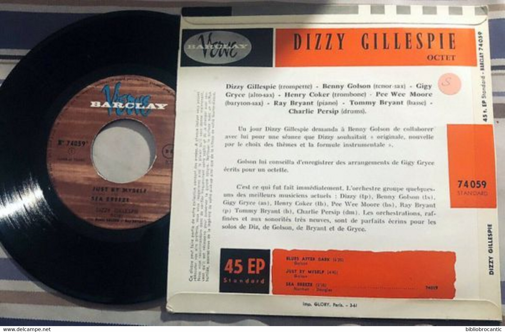 Ep Barclay 74059 < Dizzy Gillespie +Benny COLSON # Ray BRYAN » OCTET  » - Jazz