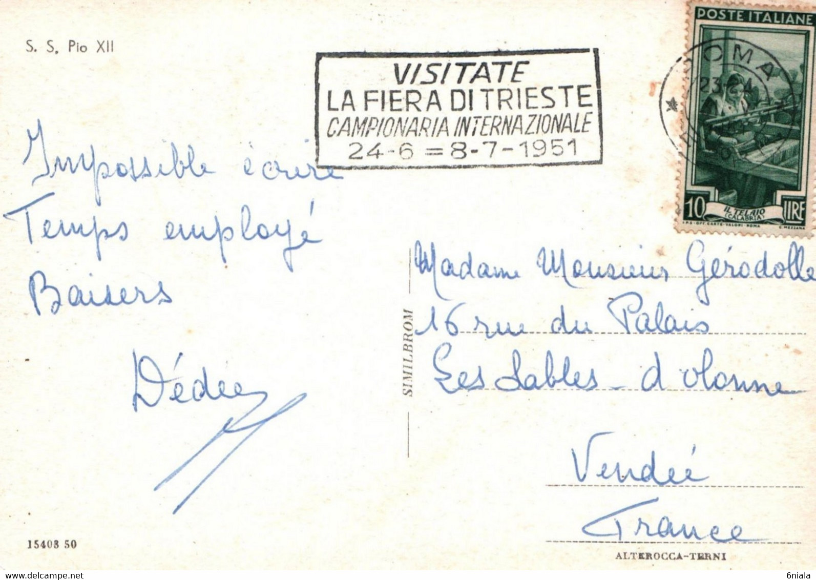 7085 Carte Postale PAPE PIE XII          (scan Recto-verso) église - Popes