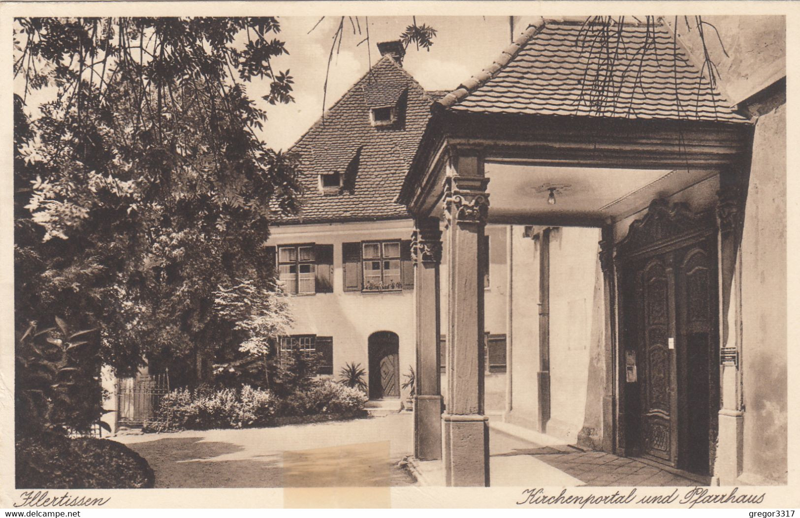 A1255) ILLERTISSEN - Kirchenportal Und Pfarrhaus - ALT !! 1932 Tolle STEMPEL Deutsches Reich 3 - Illertissen