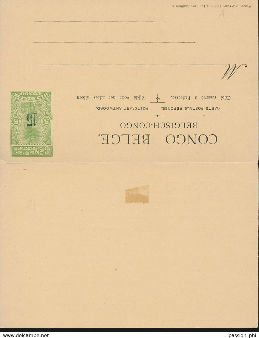 BELGIAN CONGO PS 58  UNUSED - Stamped Stationery