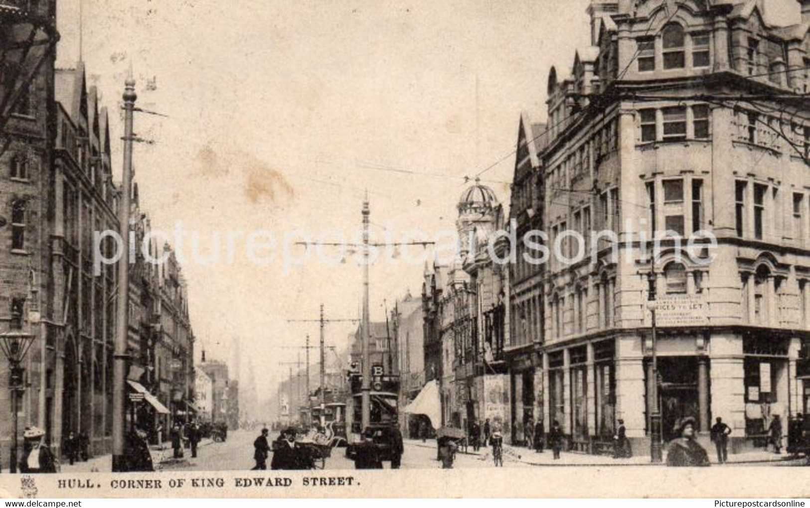 HULL CORNER OF KING EDWARD STREET OLD  B/W POSTCARD YORKSHIRE - Hull