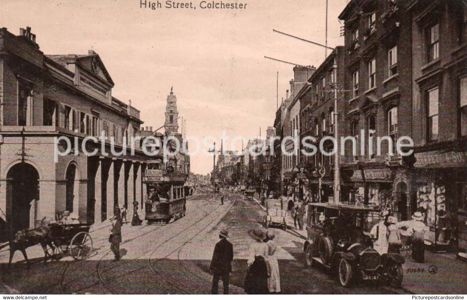 COLCHESTER HIGH STREET OLD B/W POSTCARD ESSEX - Colchester