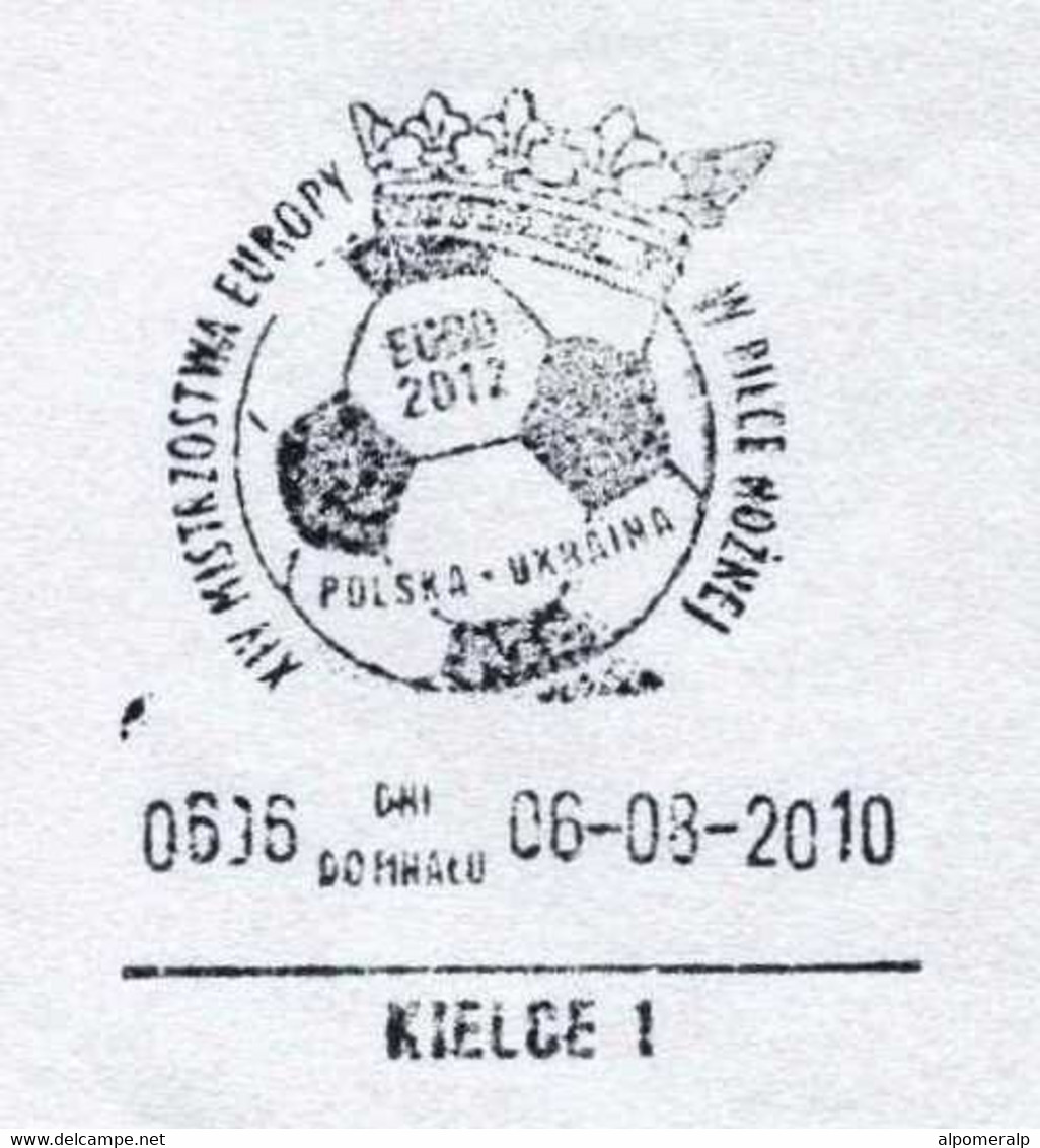 Poland Kielce 2010 "EURO 2012 Polska-Ukrania" ATM Label Cover Used To Austria | Mi 3773, 3955 | Football, Cathedral - Lettres & Documents