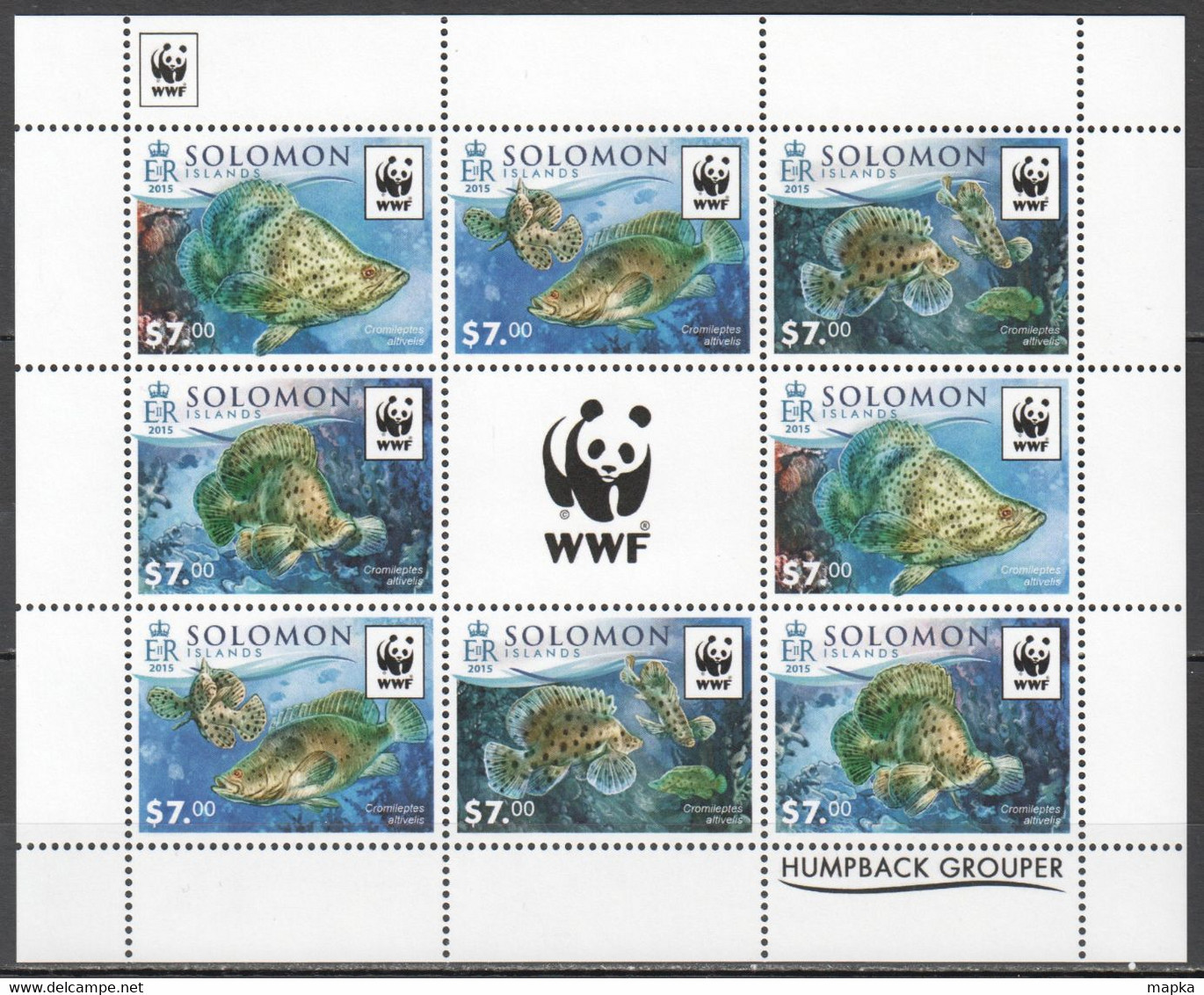 LS837 2015 SOLOMON ISLANDS WWF MARINE LIFE HUMPBACK GROUPER MICHEL #3416-19 1KB MNH - Nuovi