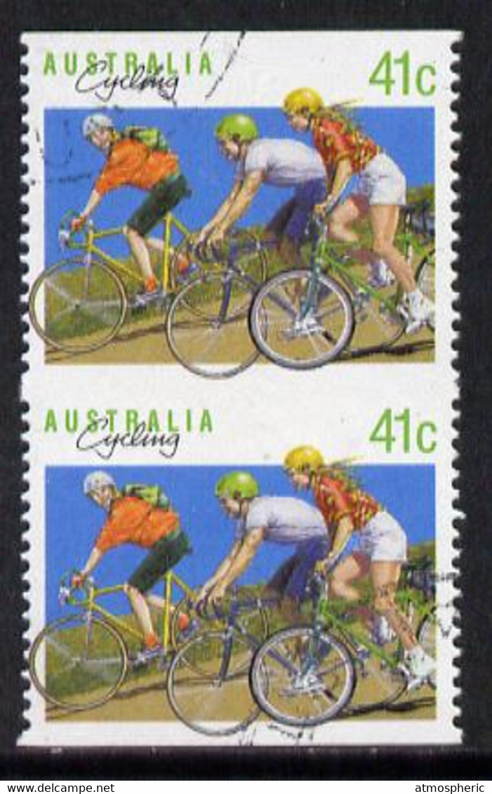 Australia 1989-94 Cycling 41c Very Fine Used Vert Pair With Horiz Perfs Omitted, SG 1180var - Dieren