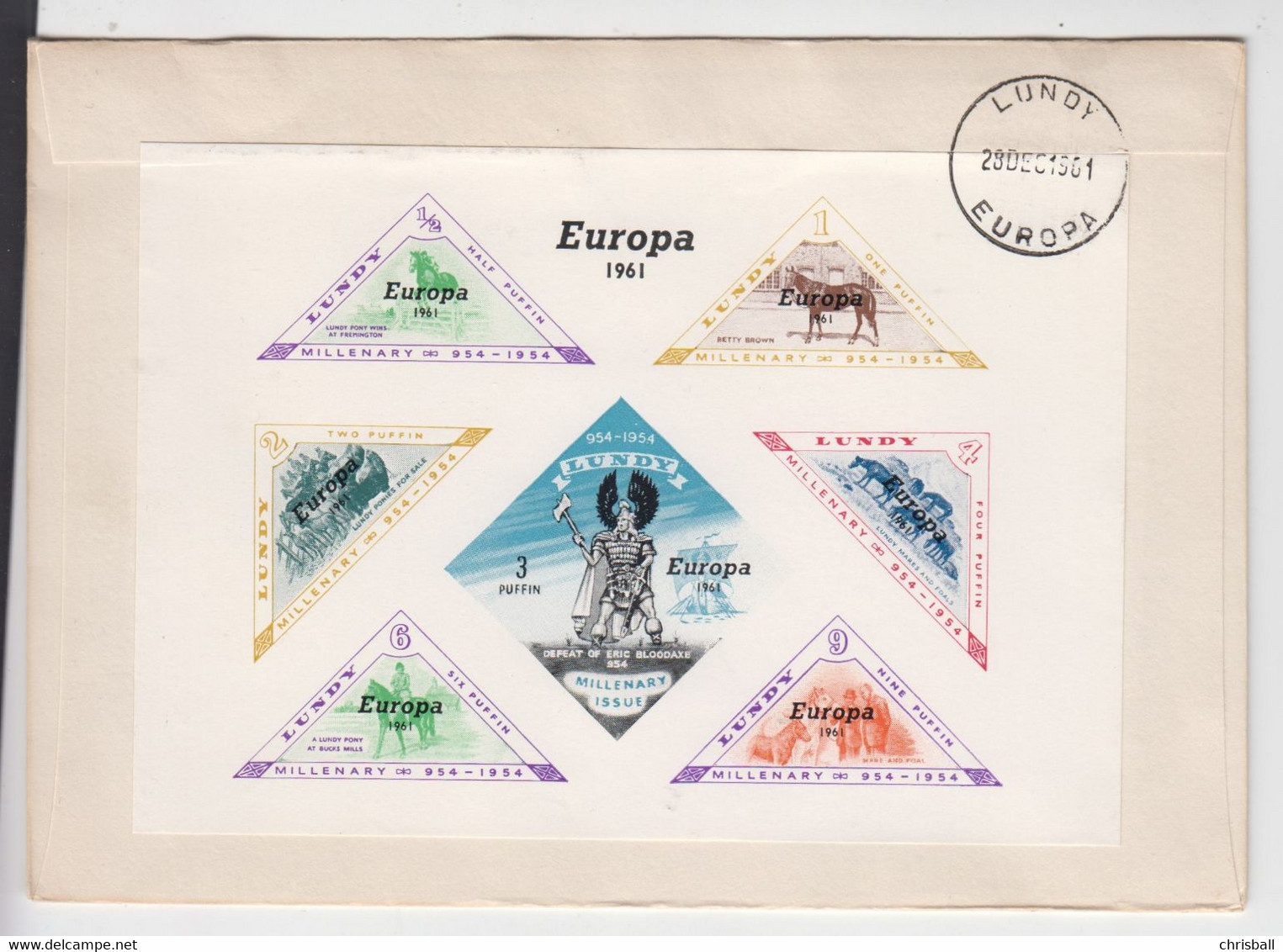 Lundy  - Europa 1961 Miniature Sheet Fine Used On FDC - Local Issues