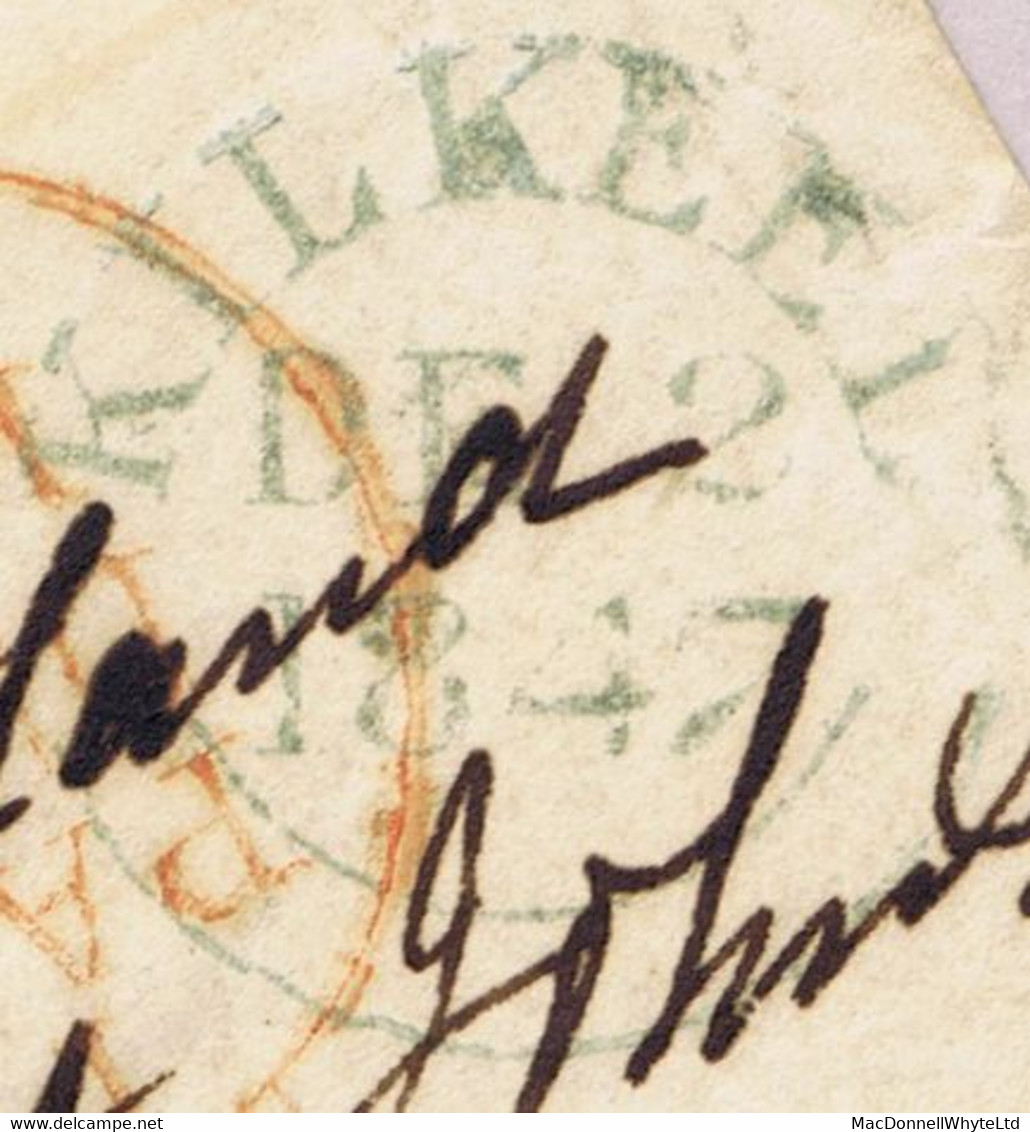 Ireland Down Transatlantic USA 1847 Cover KILKEEL DE 2 1847 To Philadelphia By Cunard "Hibernia", Encircled "12" In Blue - Prephilately