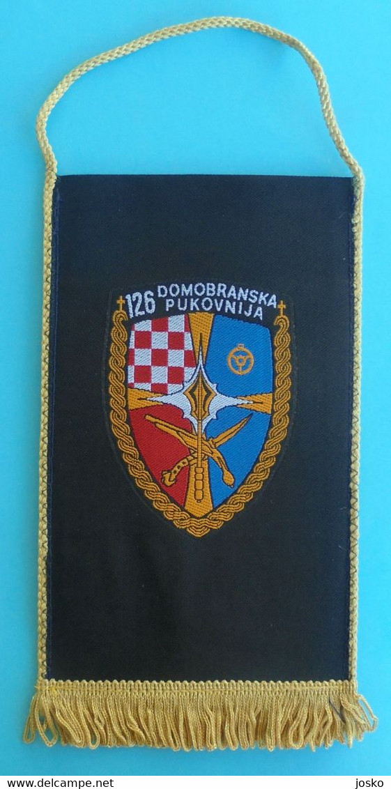 126 DOMOBRANSKA PUKOVNIJA SINJ - Croatia Army Old Larger Pennant * Flag Croatie Armee Kroatien Croazia Croacia - Flags