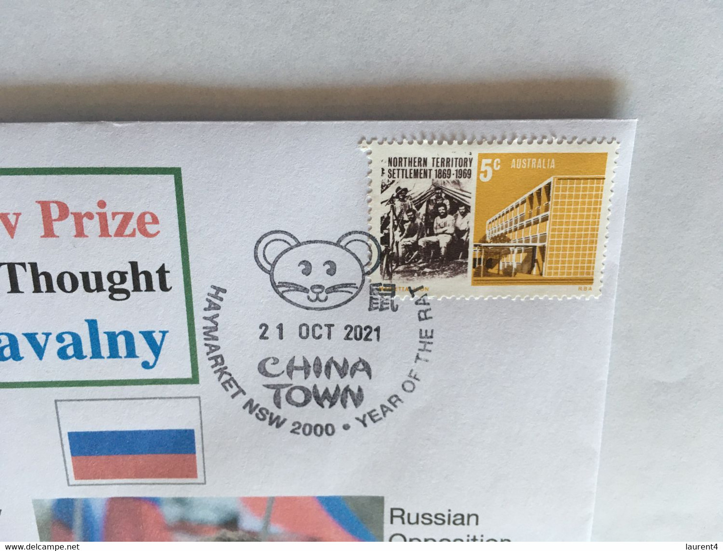 (6 A 30) Special Commemorative Cover - 21st October - Alexei Navalny Awarded 2021 Sakharov Prize (OZ Stamp) - Covers & Documents