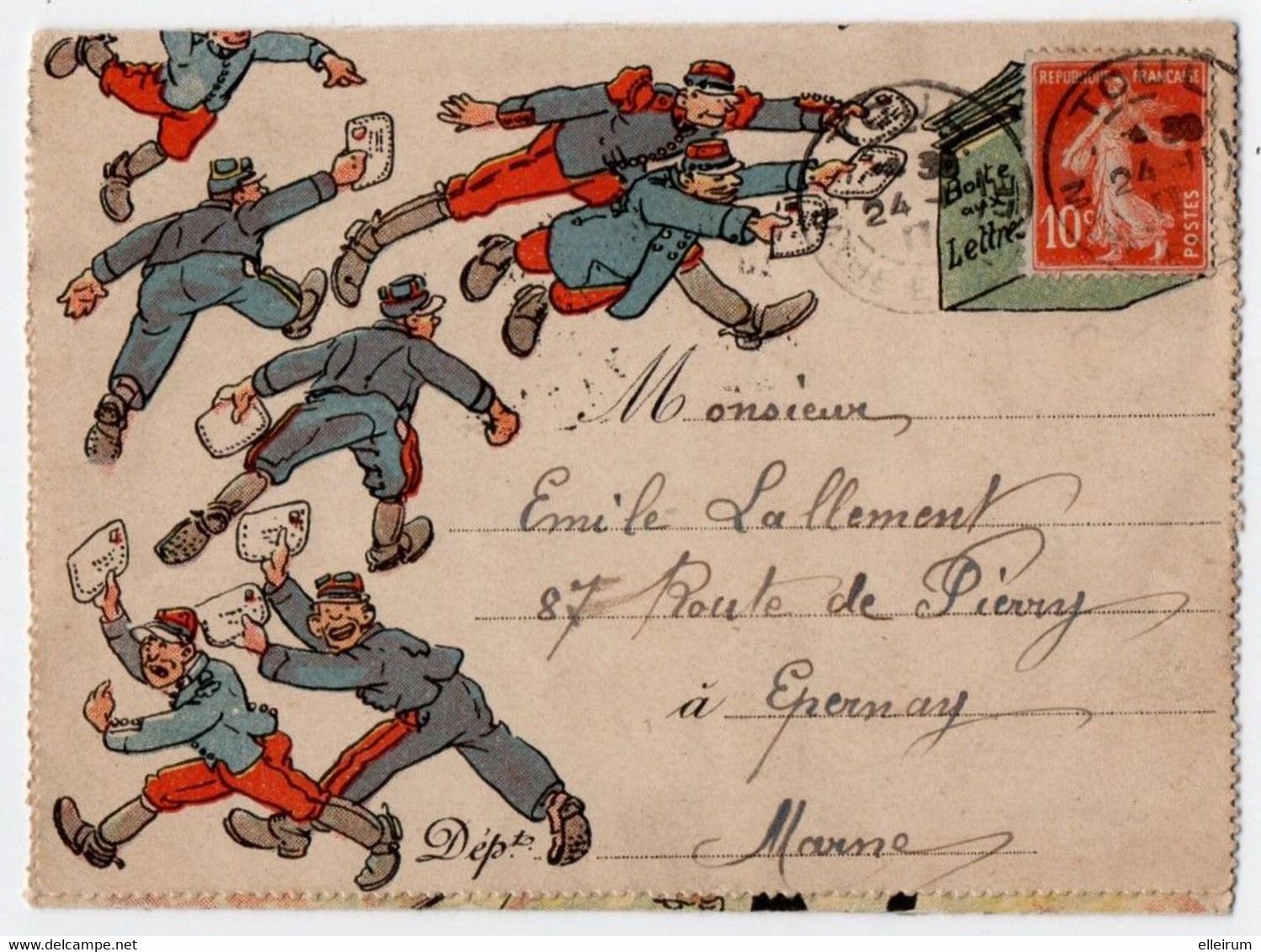 MILITARIA. CARTE-LETTRE. HUMOUR. SCENES De La VIE MILITAIRE.BALADE De NUIT. 1911. - Humor