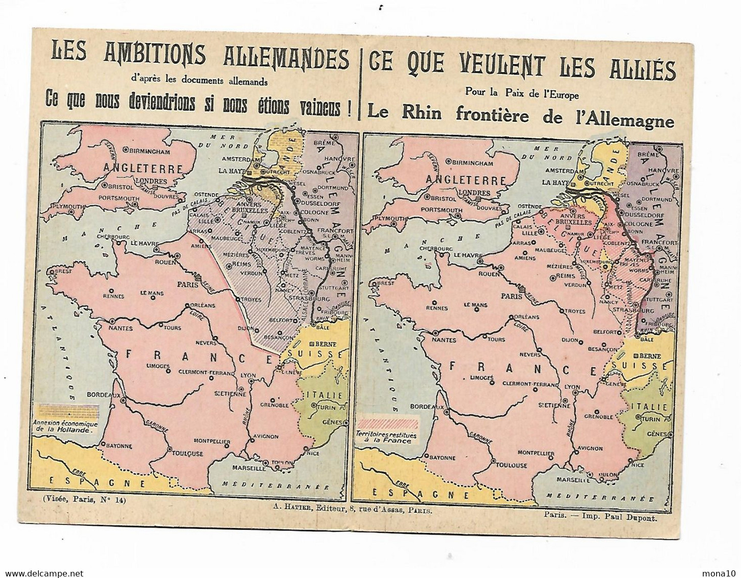 Franchise Militaire -Carte Double; Les Ambitions Allemandes,ce Que Veulent Les Alliés - Briefe U. Dokumente