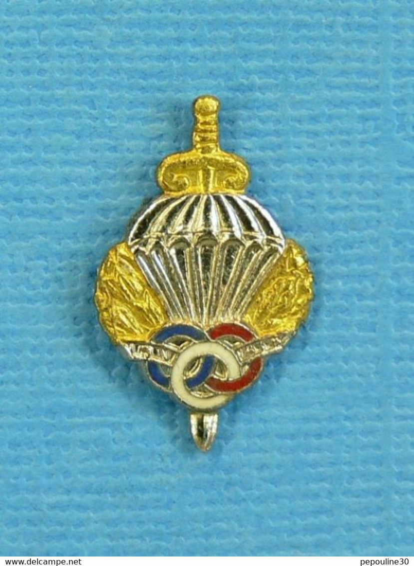 1 PIN'S //  ** INSIGNE BREVET P.M.P / PRÉPARATION MILITAIRE PARACHUTISTE ** . (DRAGO) . à VIS - Militaria