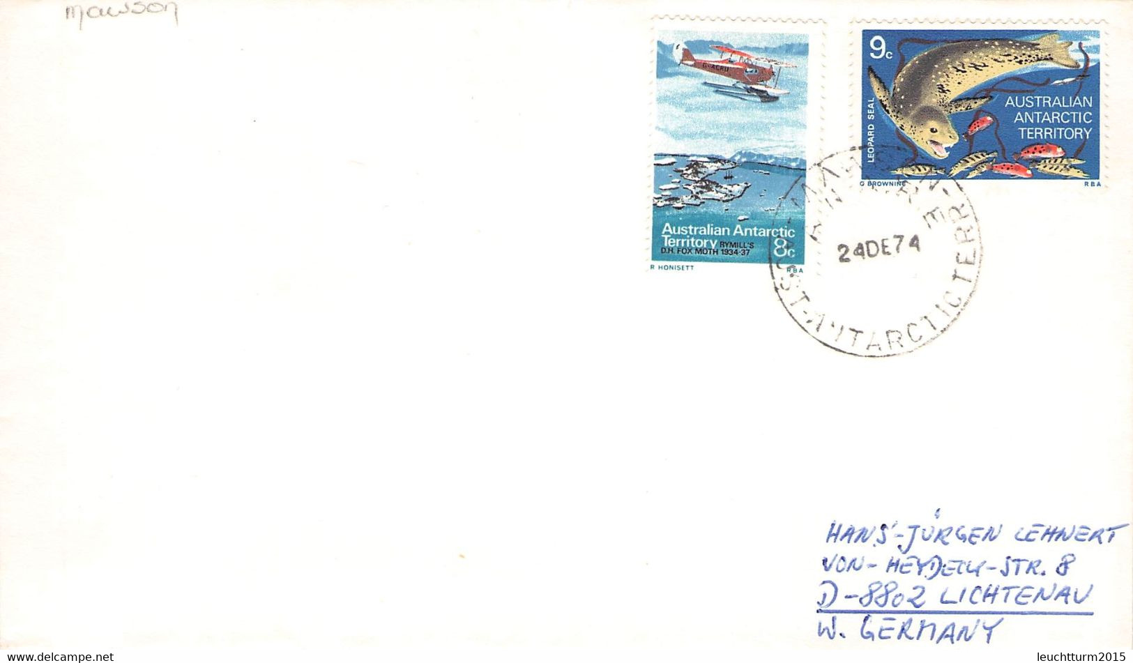 AUSTRALIAN ANTARCTIC TERR. - MAIL 1974 MACQUARIE > LICHTENAU/DE /  QC130 - Briefe U. Dokumente