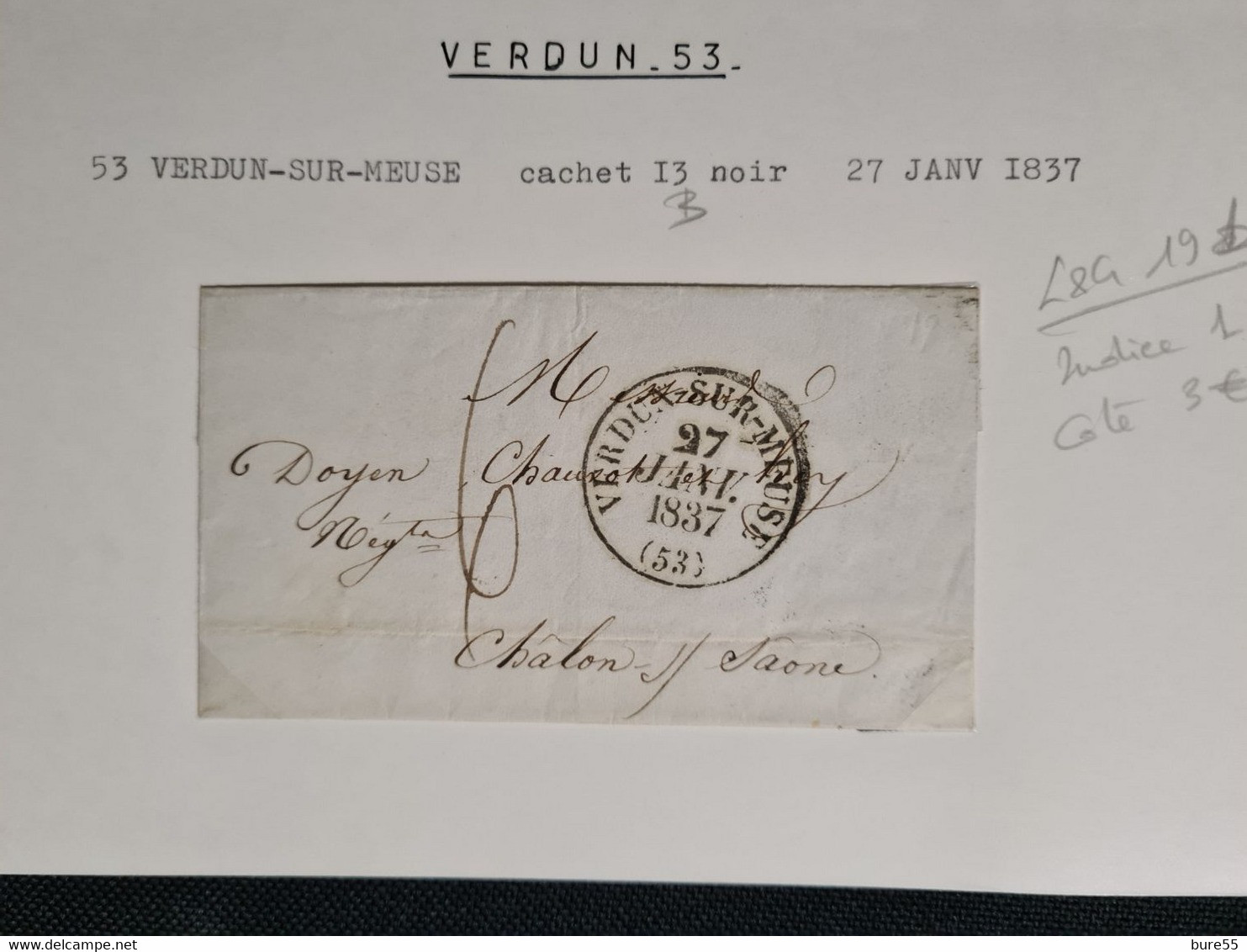 Meuse - Verdun - Cachet Type 13 B - 27 Janvier 1837 - 1801-1848: Voorlopers XIX