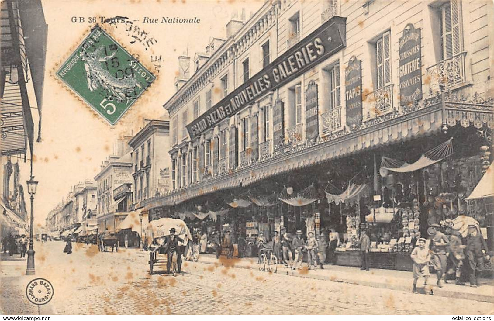 Tours       37            Rue Nationale . Magasin Grand Bazar Et Nouvelles Galeries    N°  GB 36   (voir Scan) - Tours