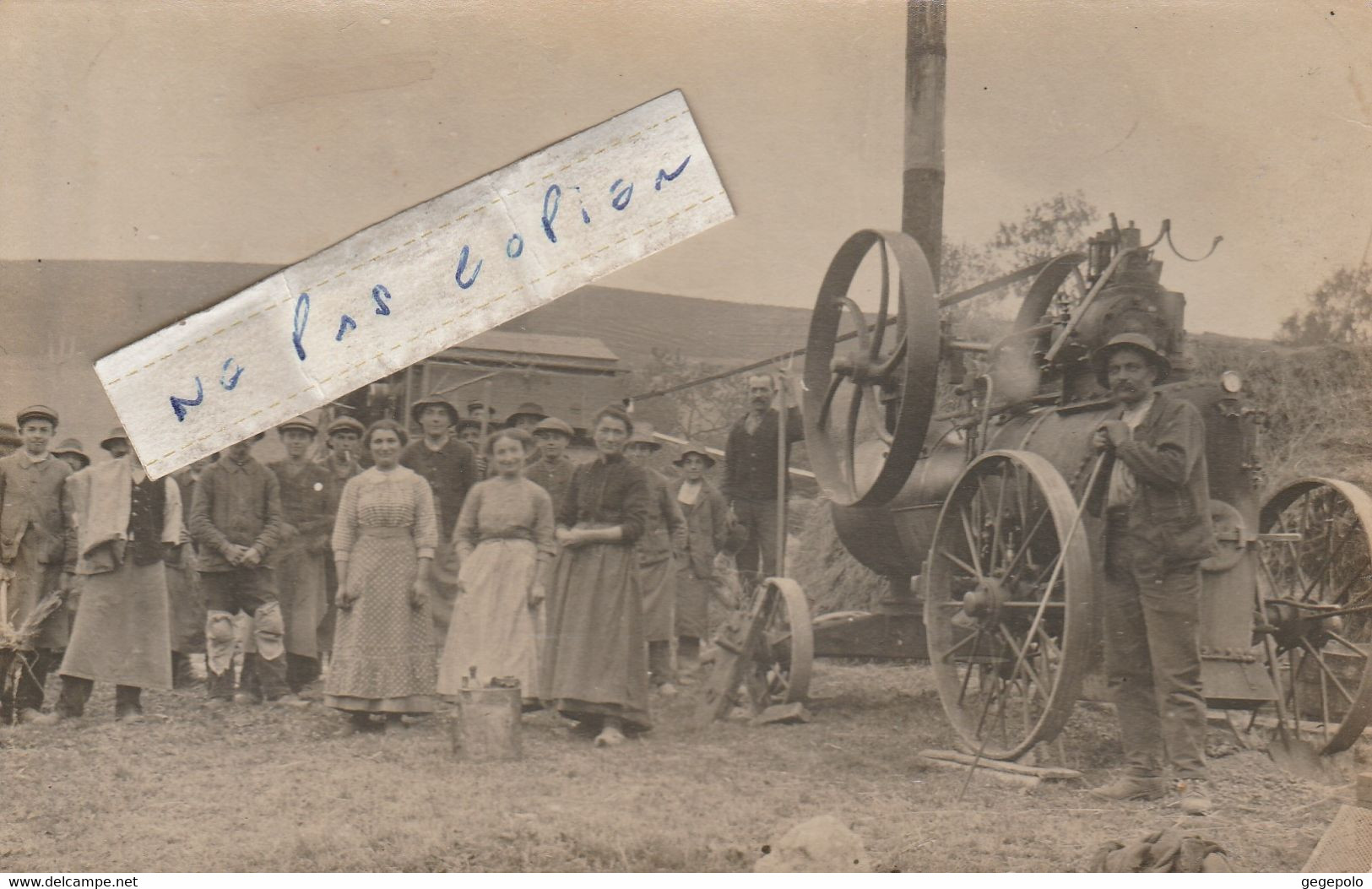 Scène De Battage à Localiser ( Carte Photo ) - Attelages