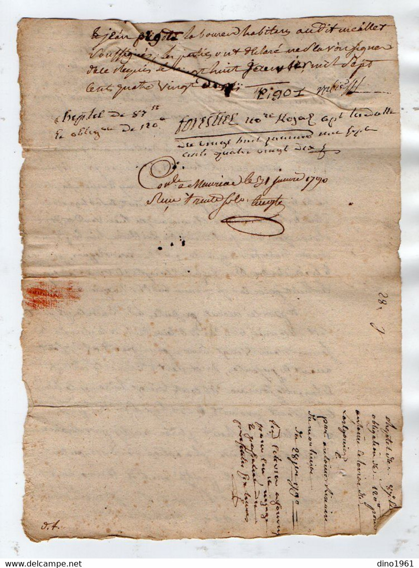 VP18.422 - Cachet De Généralité - MAURIAC - 2 Actes De 1784 / 90 - Bail Entre Mrs CELARIER Au VIGEAN & RIXAIN à MEALLET - Seals Of Generality