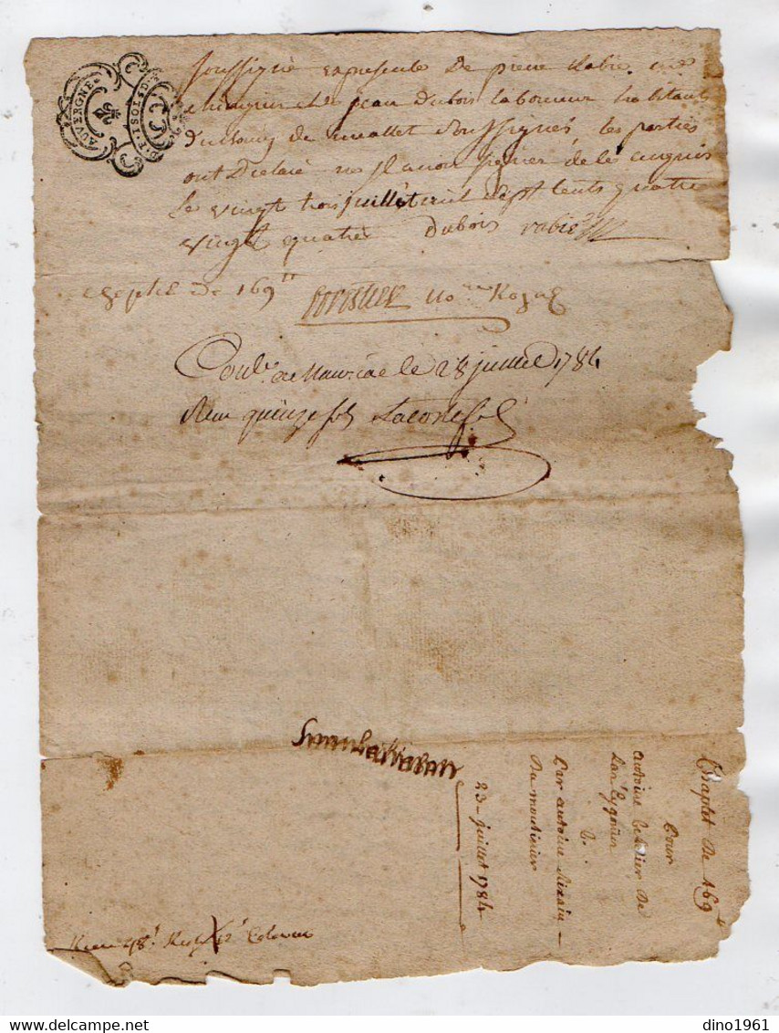 VP18.422 - Cachet De Généralité - MAURIAC - 2 Actes De 1784 / 90 - Bail Entre Mrs CELARIER Au VIGEAN & RIXAIN à MEALLET - Timbri Generalità