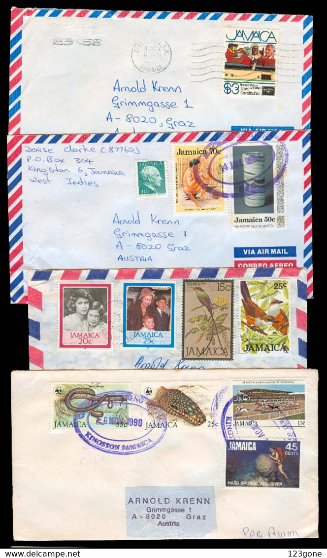 BC - Jamaica. 1986/93. Kingston Etc - Austria. 4 Diff Multifkd Thematic Envs. VF. SALE. - Altri & Non Classificati