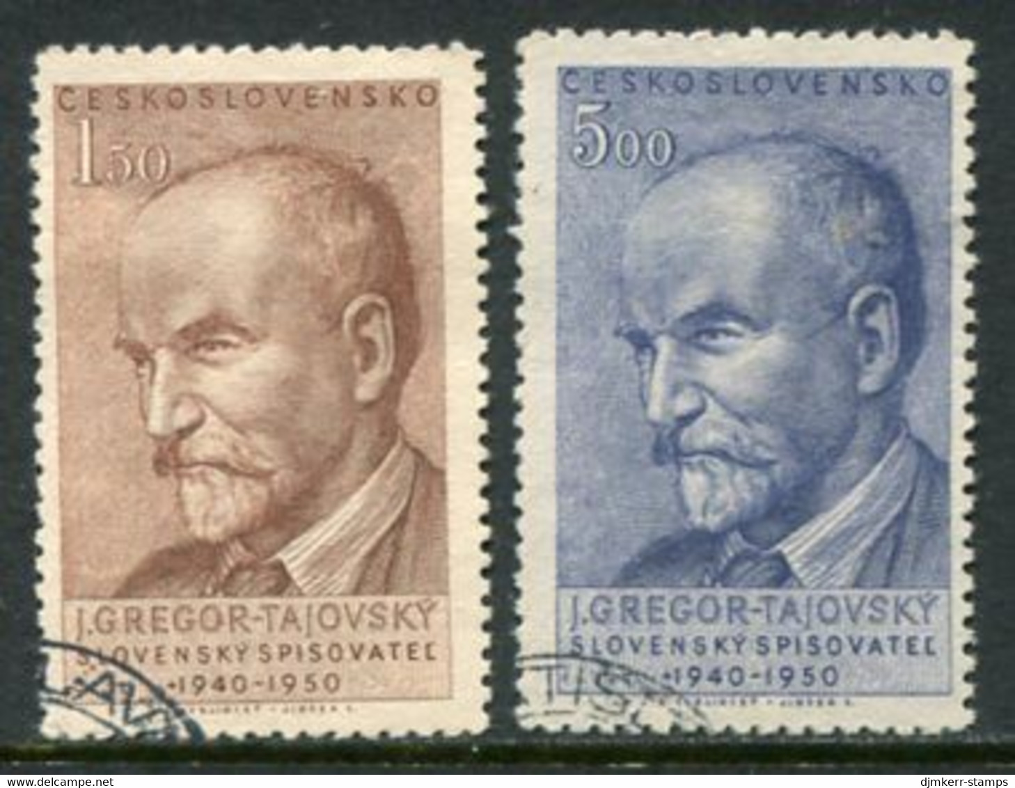 CZECHOSLOVAKIA 1950 Gregor-Tajovsky  Used.  Michel 636-37 - Used Stamps