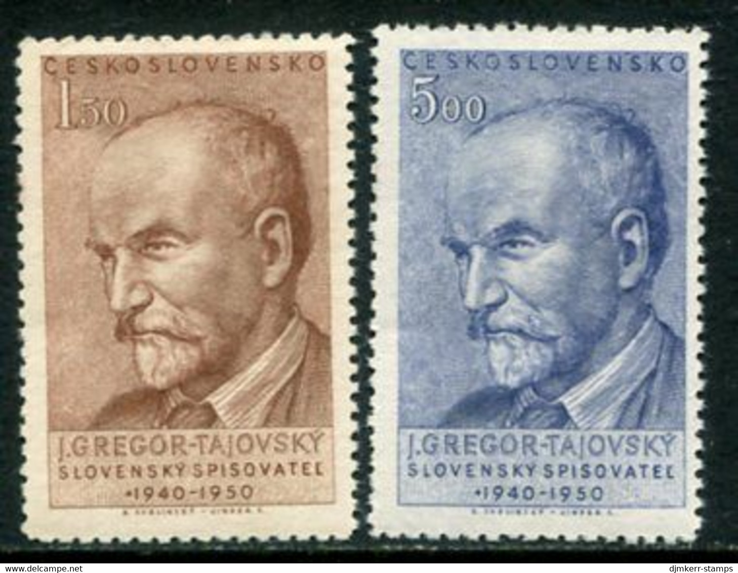 CZECHOSLOVAKIA 1950 Gregor-Tajovsky  MNH / **.  Michel 636-37 - Unused Stamps