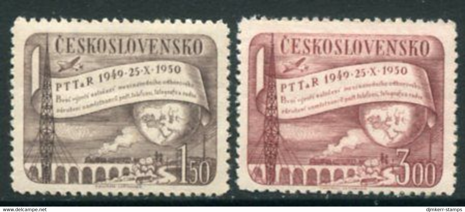 CZECHOSLOVAKIA 1950 Postal Employees Association  MNH / **.  Michel 634-35 - Neufs