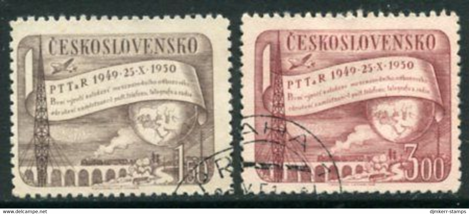 CZECHOSLOVAKIA 1950 Postal Employees Association  Used.  Michel 634-35 - Gebraucht
