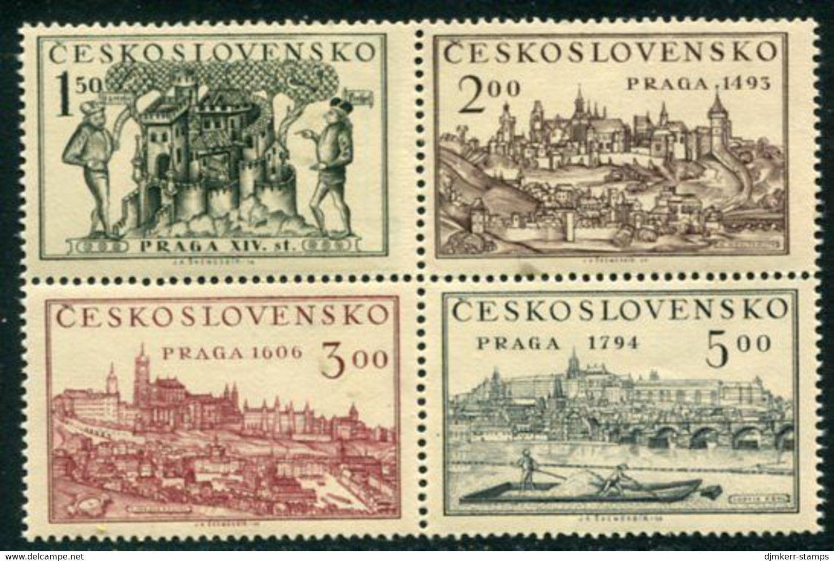 CZECHOSLOVAKIA 1950 Prague Philatelic Exhibition In Block MNH / **.  Michel 630-33 - Unused Stamps