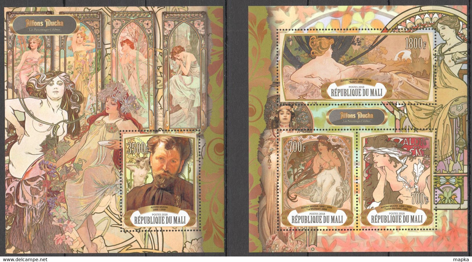 JA210 2018 ALPHONSE MUCHA ART PAINTINGS 1KB+1BL MNH - Autres & Non Classés