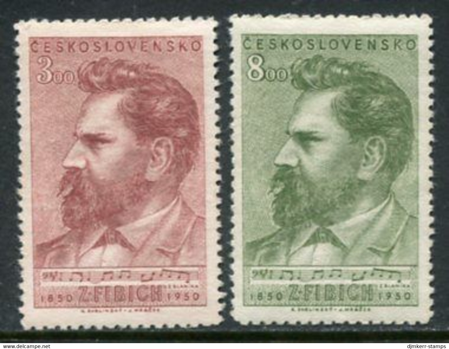 CZECHOSLOVAKIA 1950 Fibich Centenary MNH / **.  Michel 628-29 - Unused Stamps
