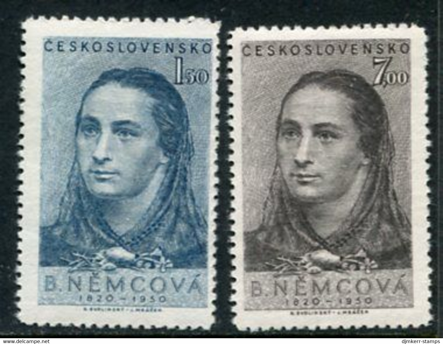 CZECHOSLOVAKIA 1950 Bozena Nemcova MNH / **.  Michel 620-21 - Unused Stamps