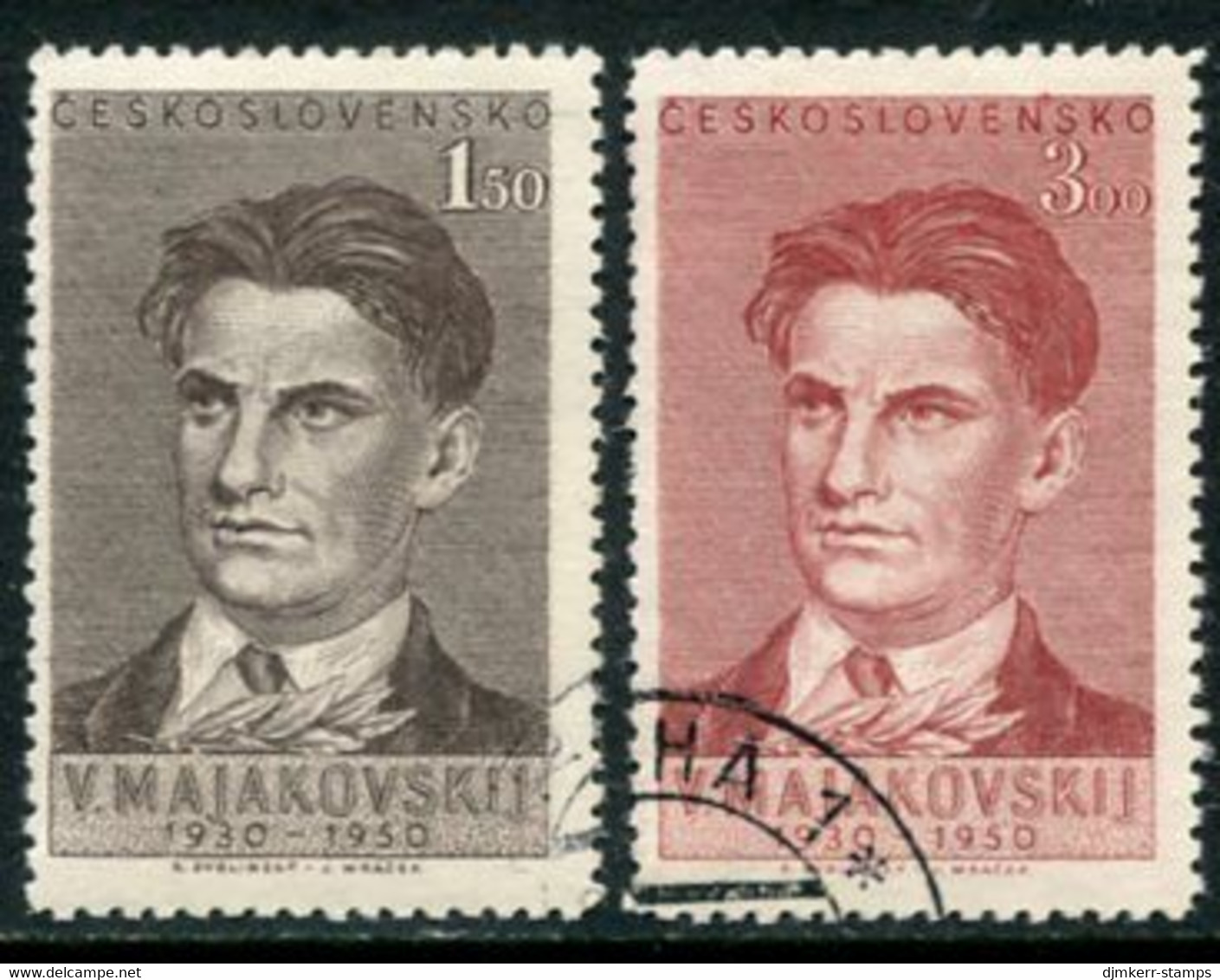 CZECHOSLOVAKIA 1950 Mayakovsky Death Anniversary Used.  Michel 608-09 - Used Stamps