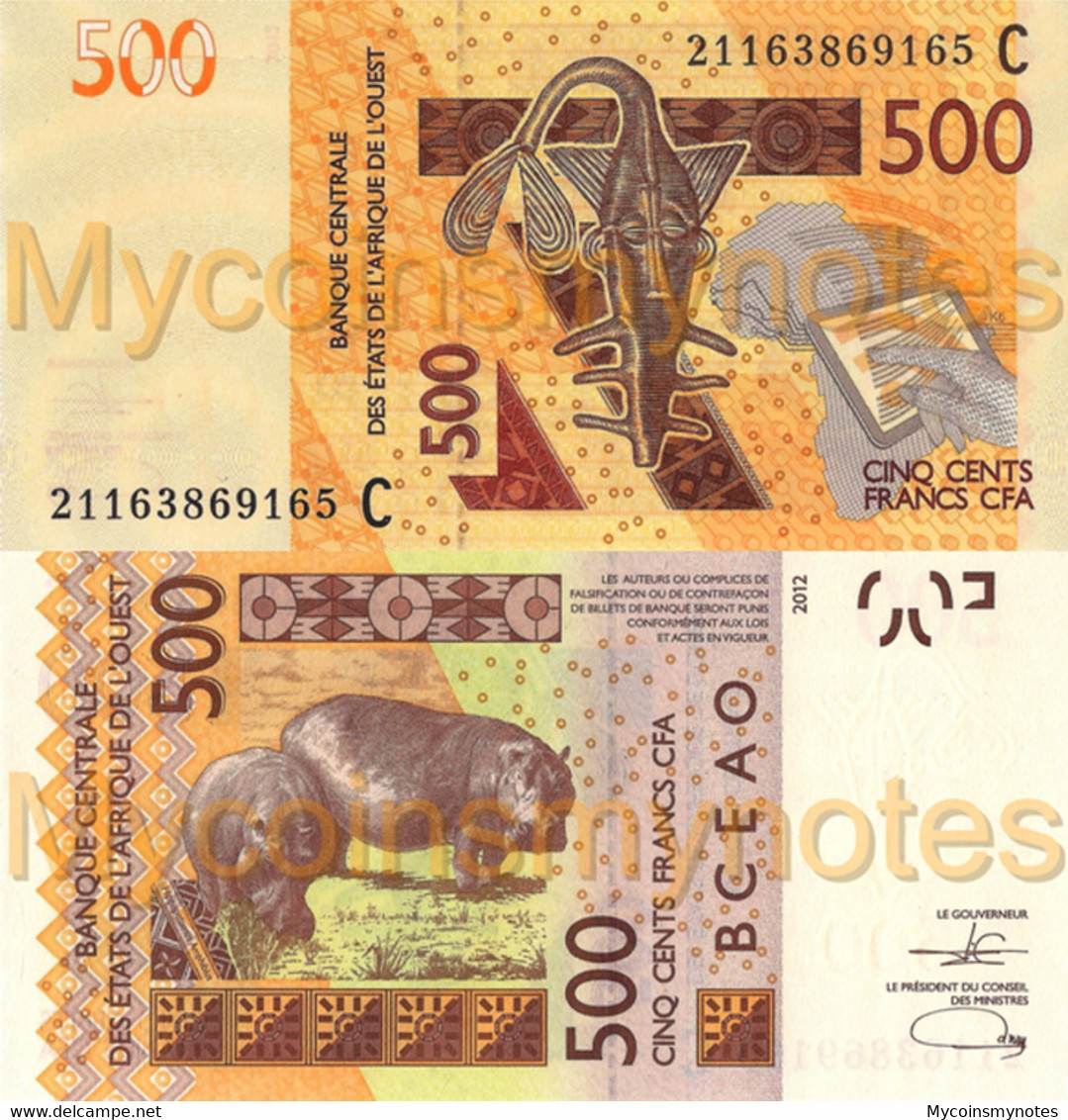 WEST AFRICAN STATES, BURKINA FASO, 500, 2021, Code C, PNEW, New Signature, UNC - West African States