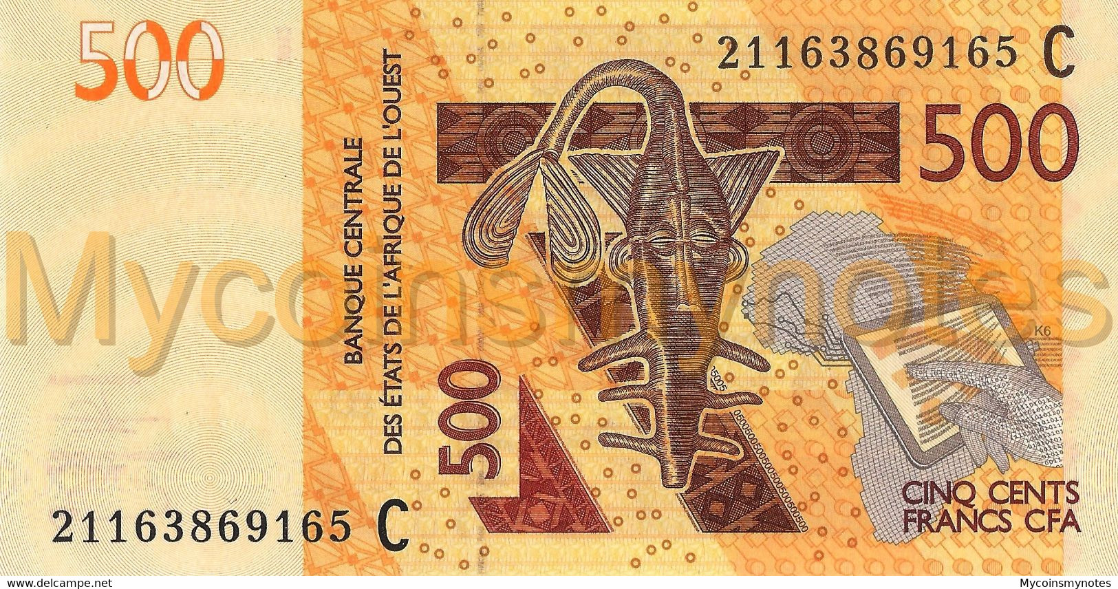 WEST AFRICAN STATES, BURKINA FASO, 500, 2021, Code C, PNEW, New Signature, UNC - West African States