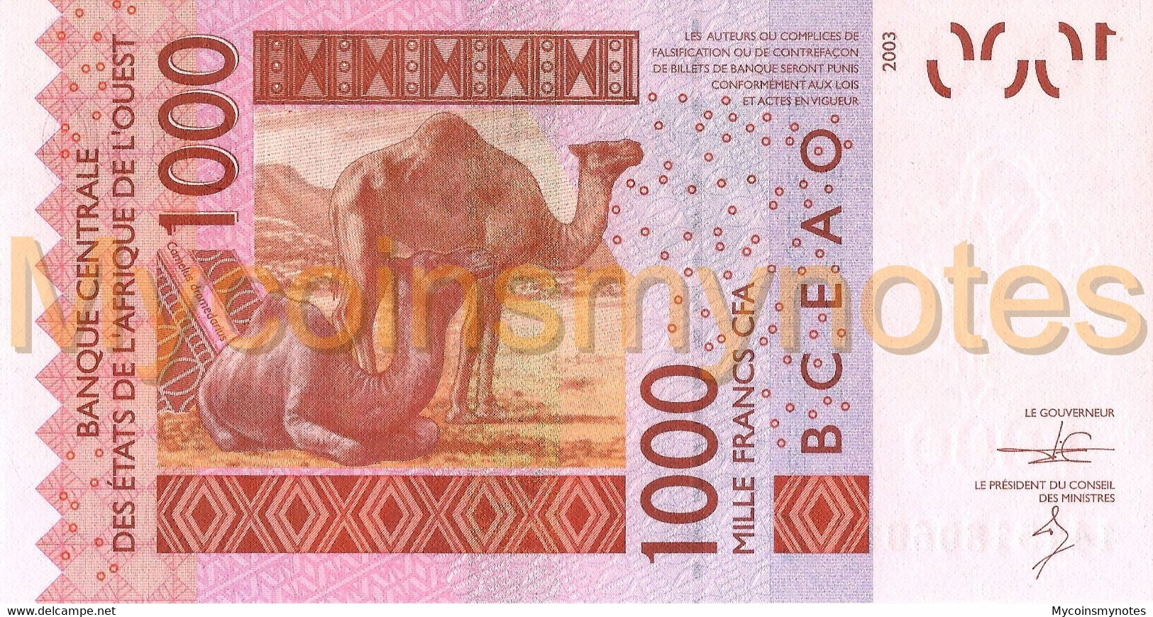 WEST AFRICAN STATES, BURKINA FASO, 1000, 2014, Code C, P315Cn, UNC - États D'Afrique De L'Ouest