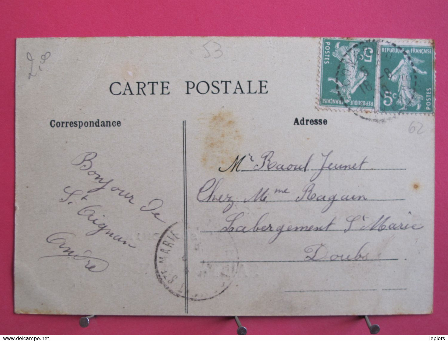 53 - Souvenir De Saint Aignan Sur Roë - CPA 1918 En Très Bon état - R/verso - Saint Aignan Sur Roe