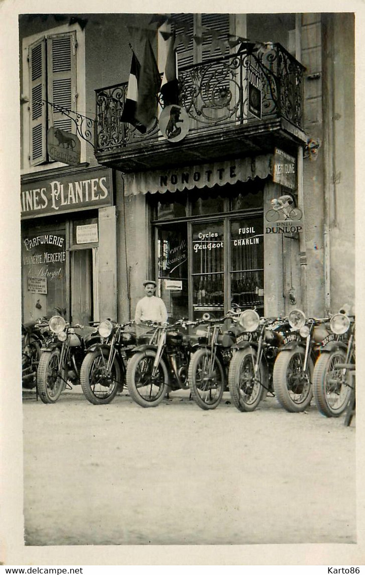 Vinay * Carte Photo * Devanture NONOTTE Mécanicien Motos De Marque PEUGEOT Peugeot Moto Motocyclette Magasin - Vinay