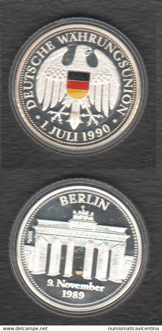 Muro BERLINO BERLIN Wall Medaille 1989 DEUTSCHE WÄHRUNGSUNION 1 Juli 1990 Silber Silver 999 - Professionnels/De Société