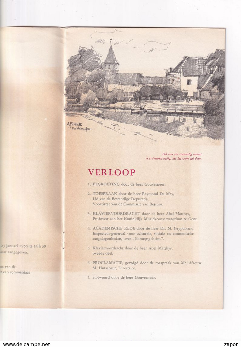 Programma Brochure Diploma Uitreiking - Provinciale School Voor Verpleegsters - Gent - 1958-1959 - School