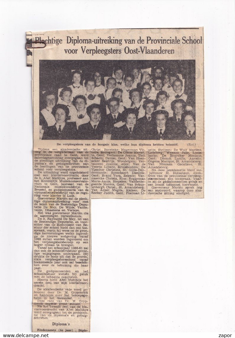 Programma Brochure Diploma Uitreiking - Provinciale School Voor Verpleegsters - Gent - 1958-1959 - School